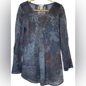 💠 Soft Surroundings Wool Mohair Semi Sheer  Floral Lace Long Sleeves Sweater L